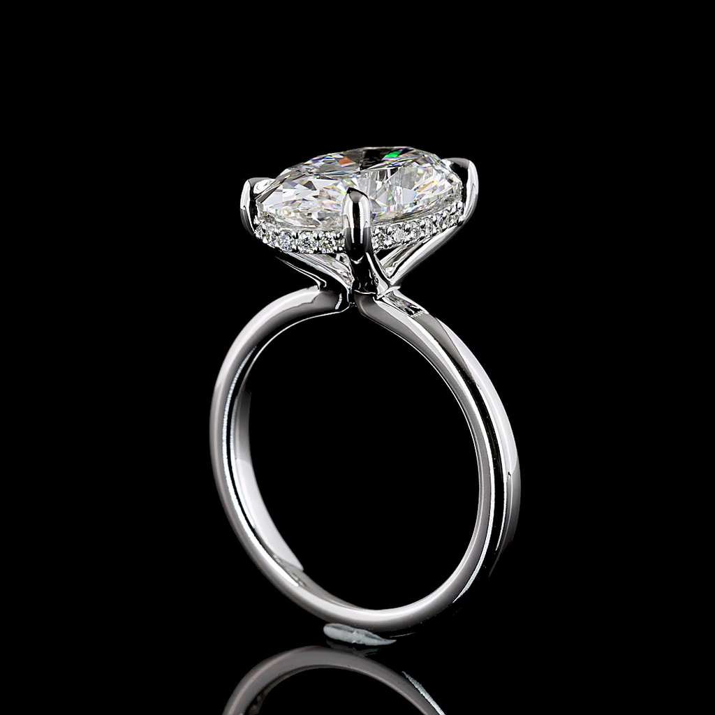 5.3 Cts 14k White Gold Oval Shape Hidden Halo Ring - Image 2
