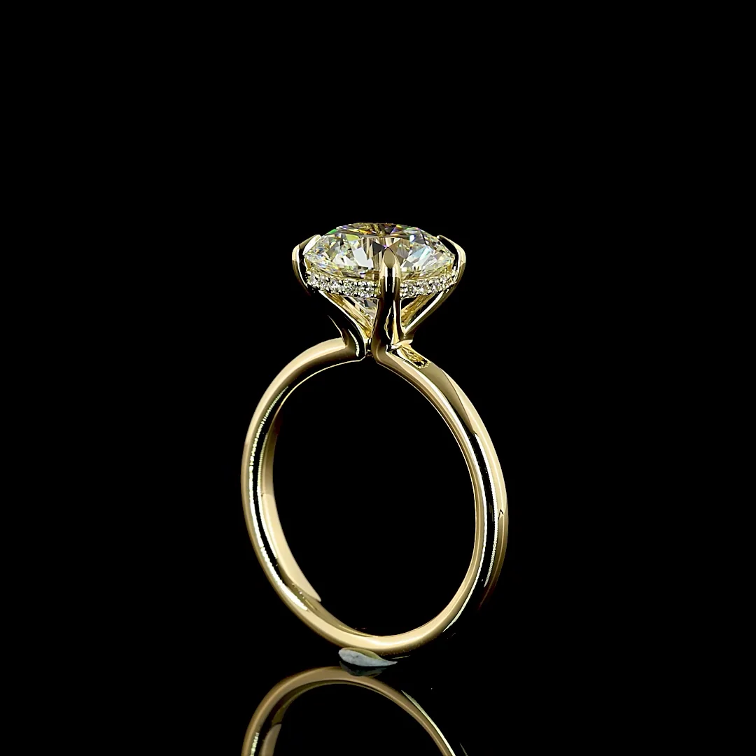 3.19 Cts 14k Yellow Gold Round Shape Hidden Halo Ring - Image 2