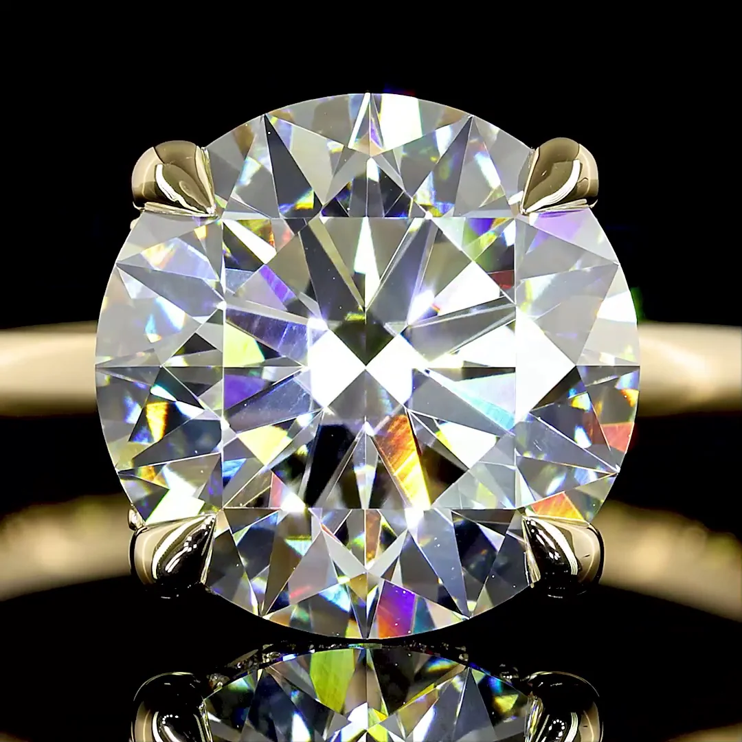 3.19 Cts 14k Yellow Gold Round Shape Hidden Halo Ring - Image 3