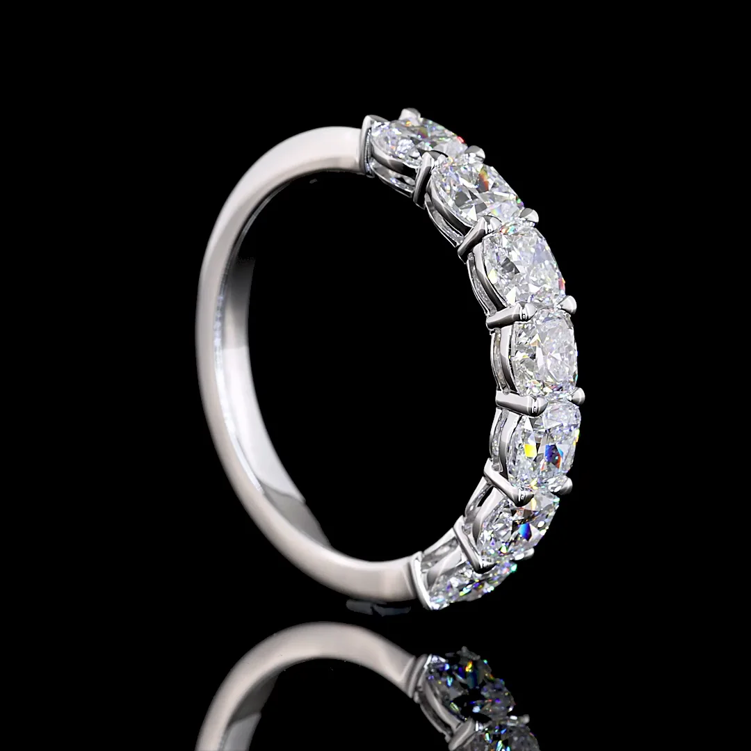 2.1 Cts 14k White Gold Square Cushion Brilliant Shape 7 Stones Eternity Band - Image 2