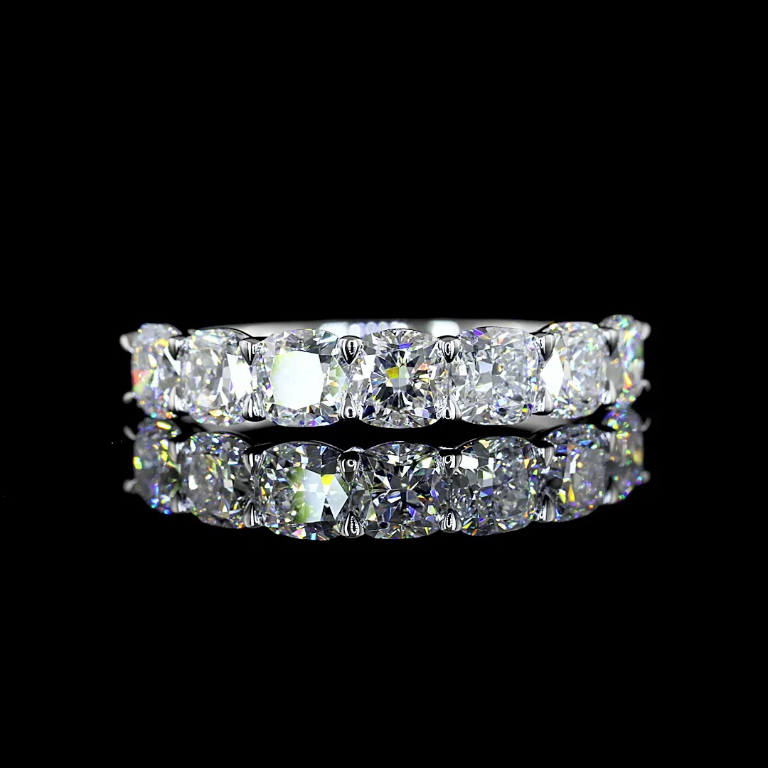 2.1 Cts 14k White Gold Square Cushion Brilliant Shape 7 Stones Eternity Band - Video