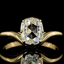 1.04 Cts 14k Yellow Gold Rose Cut Cushion Shape Solitaire Ring - Image 3