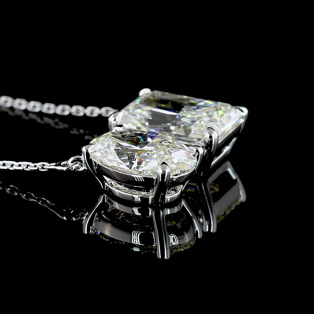 5.78 Cts 14k White Gold Radiant Shape Pendant Pendant - Image 2