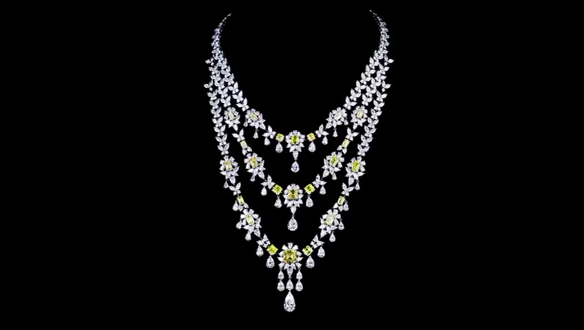 115.95 Cts 18k White Gold Mix Shape Special Necklace - Video