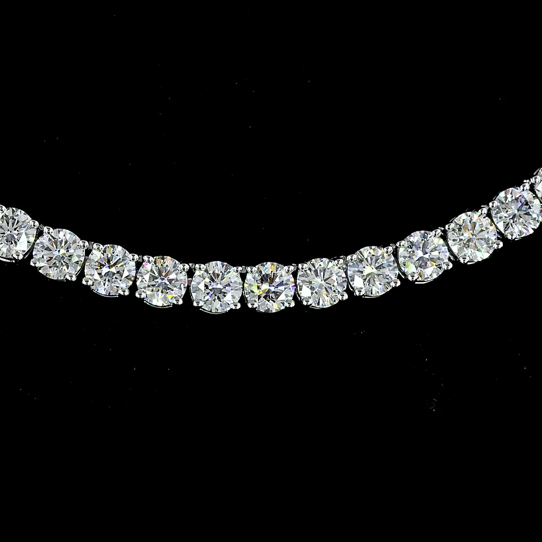 13.76 Cts 14k White Gold Round Shape Tennis Necklace - Image 3