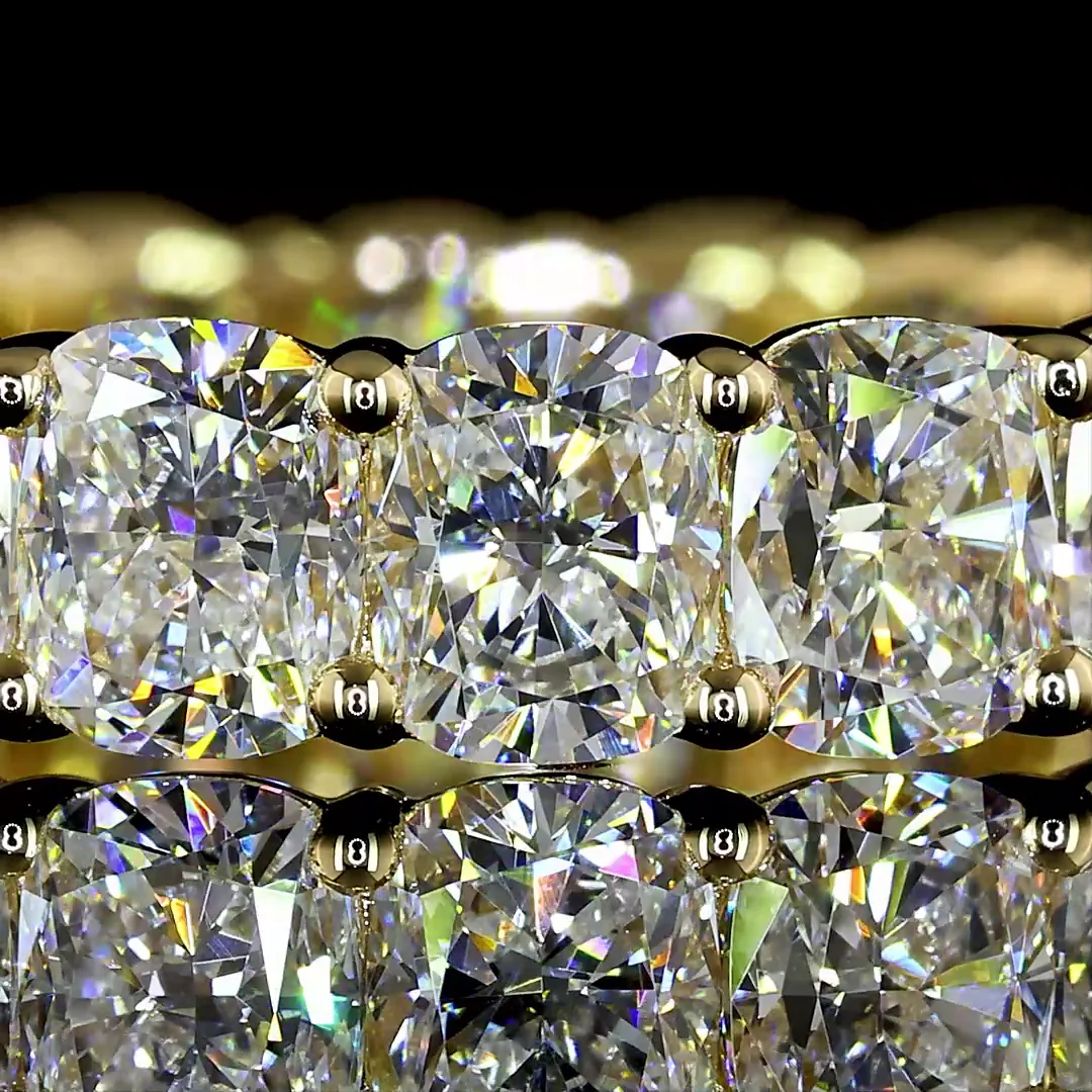 4.36 Cts 14k Yellow Gold Cushion Brilliant Shape Eternity Band Eternity Band - Image 3