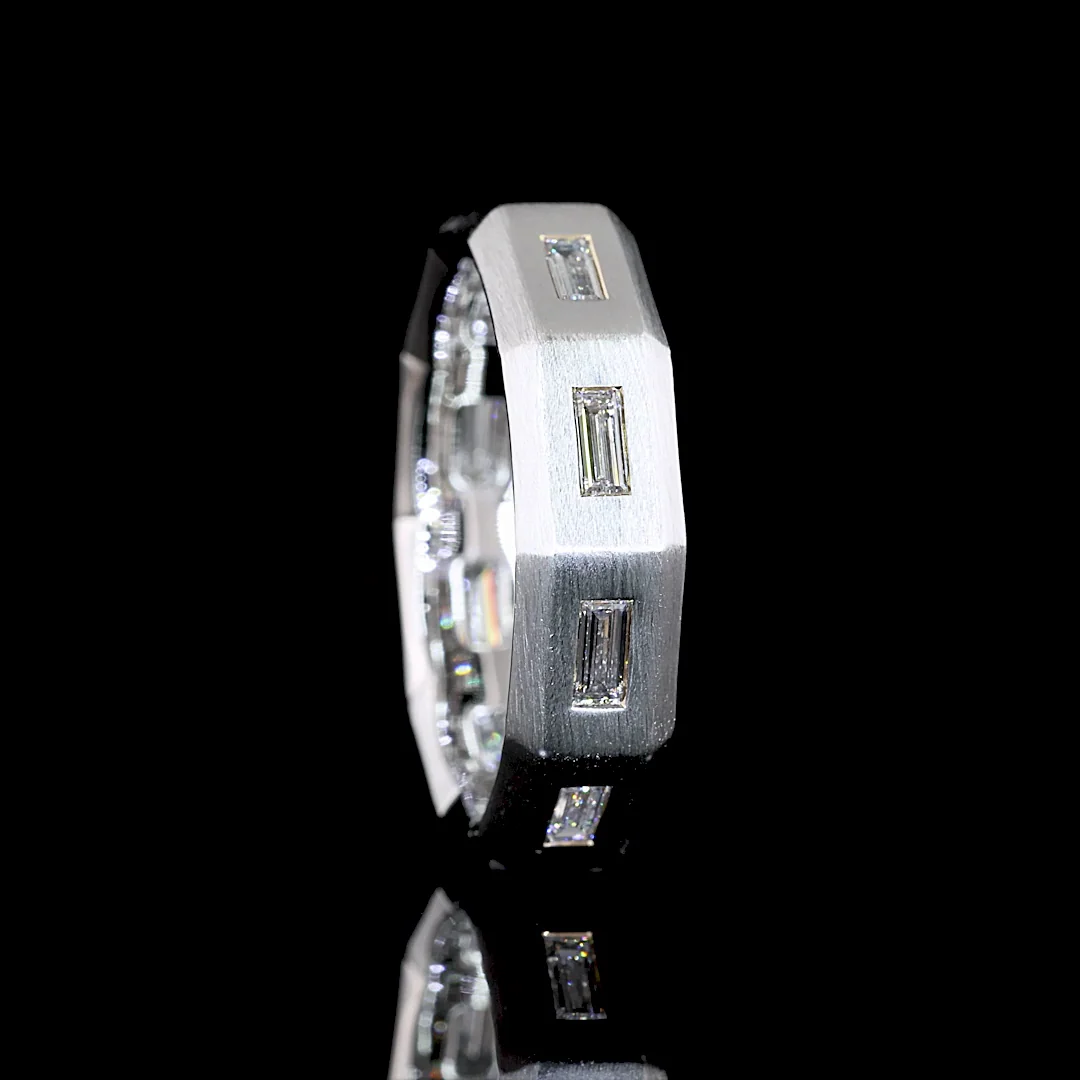 0.99 Cts 14k White Gold Baguette Shape Eternity Band Eternity Band - Image 2