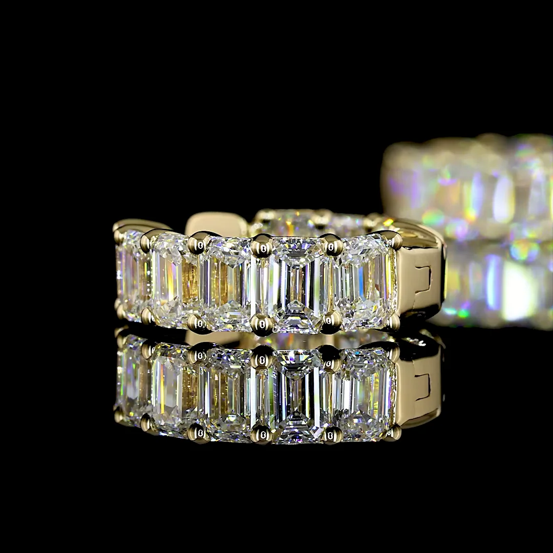 2.98 Cts 14k Yellow Gold Emerald Shape Huggies Earring - Image 4