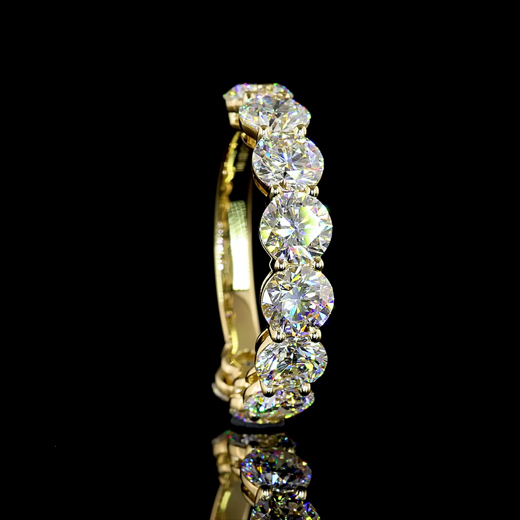 3.97 Cts 14k Yellow Gold Round Shape 3/4 Band Eternity Band - Image 2