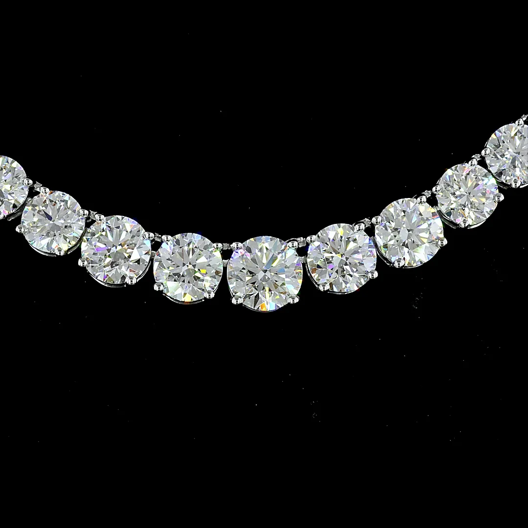 15.07 Cts 14k White Gold Round Shape Riviera Necklace - Image 3