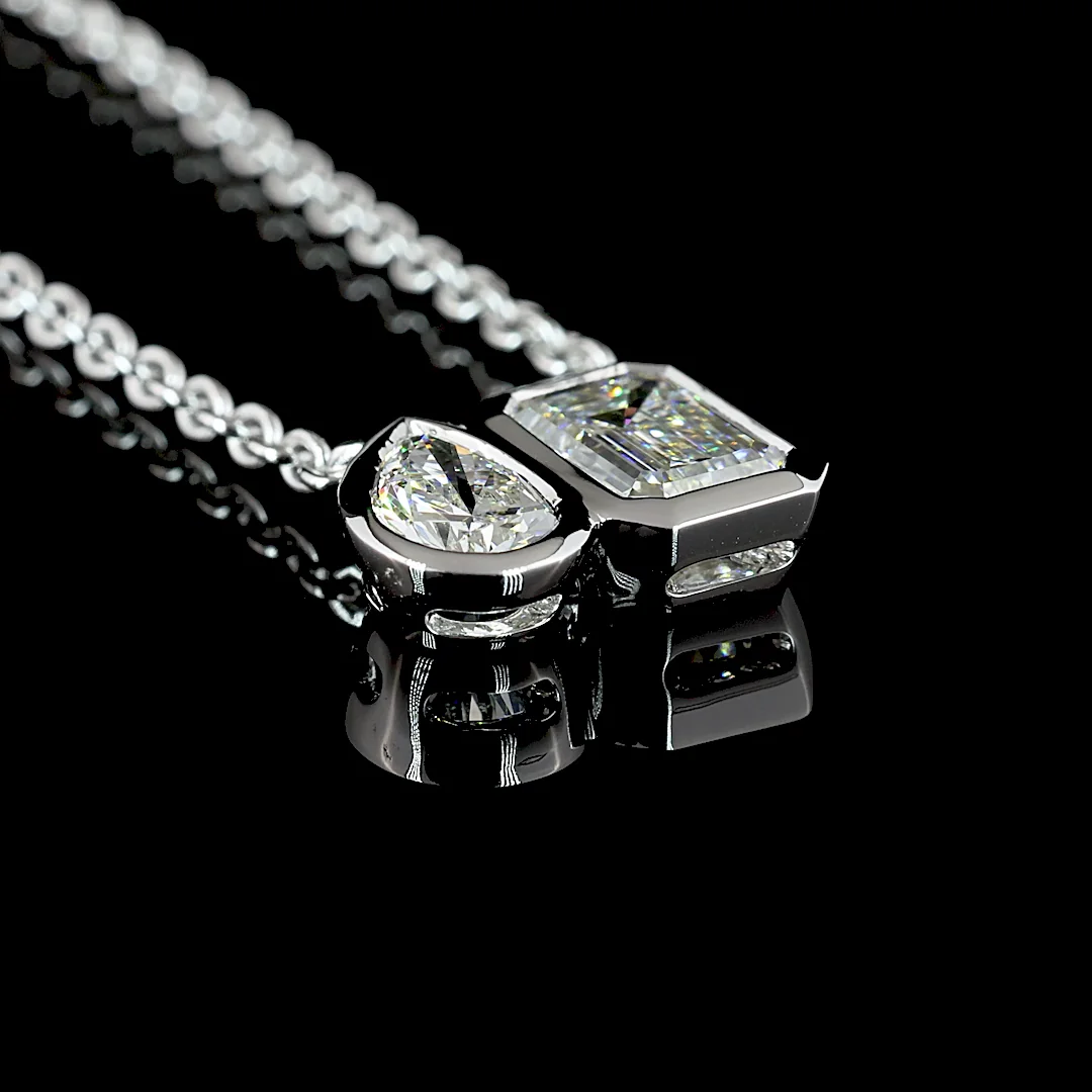 1.58 Cts 14k White Gold Mix Shape Pendant Pendant - Image 2