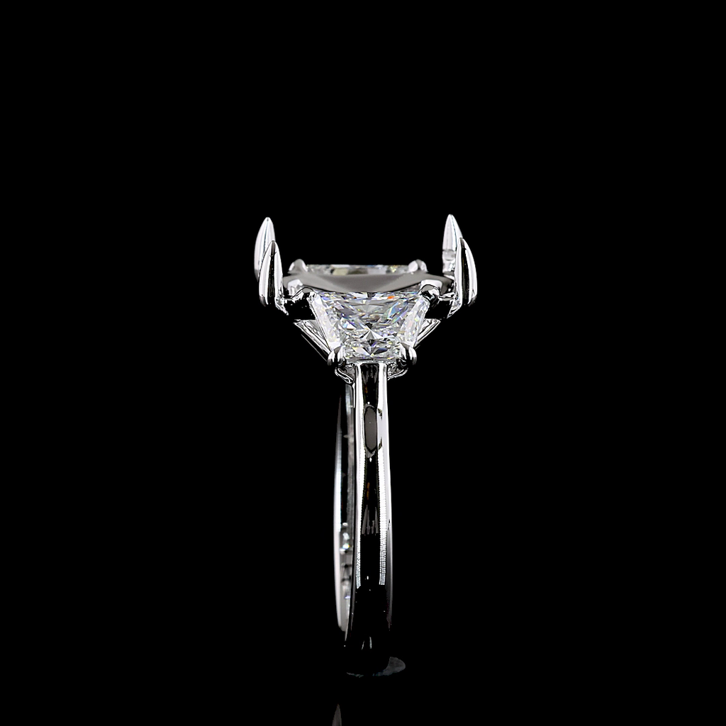 6.39 Cts 14k White Gold Radiant Shape 3 Stones Ring - Image 2