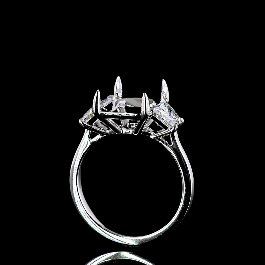 6.39 Cts 14k White Gold Radiant Shape 3 Stones Ring - Image 3