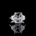 6.39 Cts 14k White Gold Radiant Shape 3 Stones Ring - Video