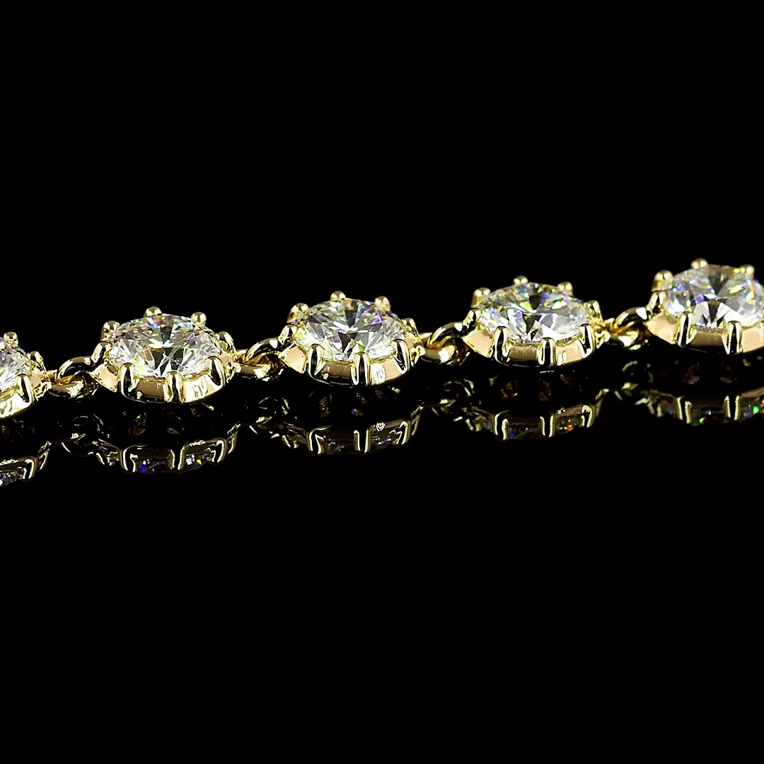 4.1 Cts 18k Yellow Gold Round Shape Station Bracelet - Image 2