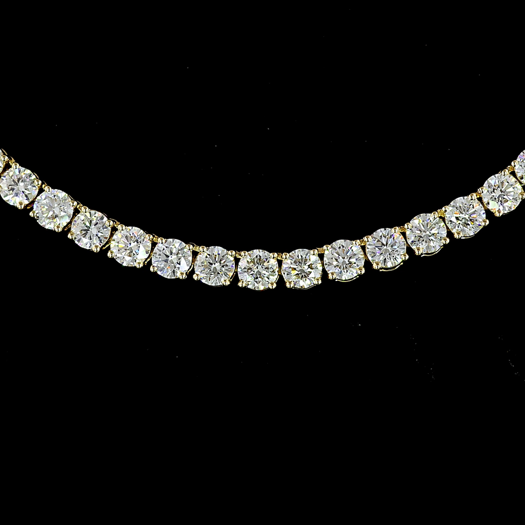 9.54 Cts 14k Yellow Gold Round Shape Tennis Necklace - Image 3