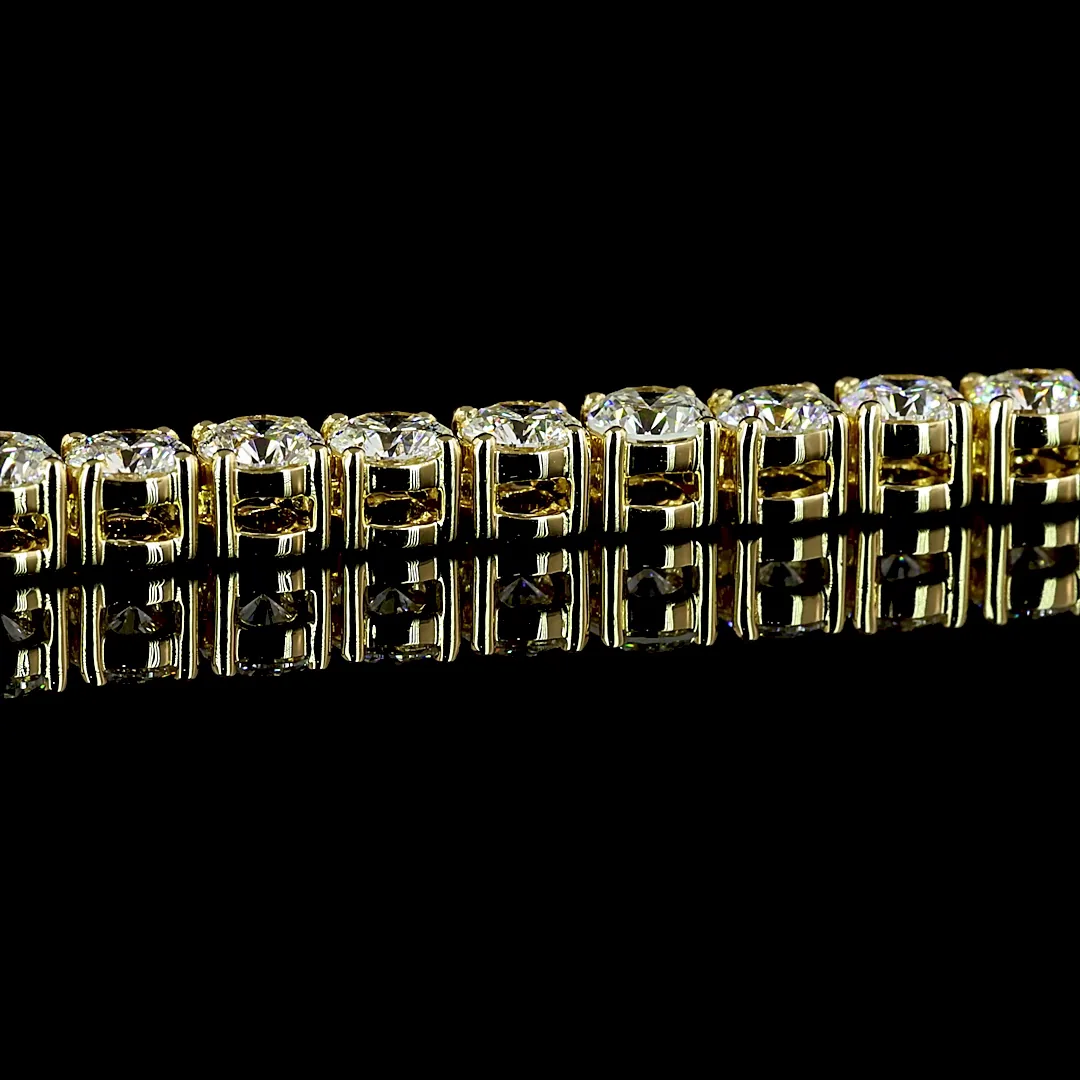 9.54 Cts 14k Yellow Gold Round Shape Tennis Necklace - Image 4