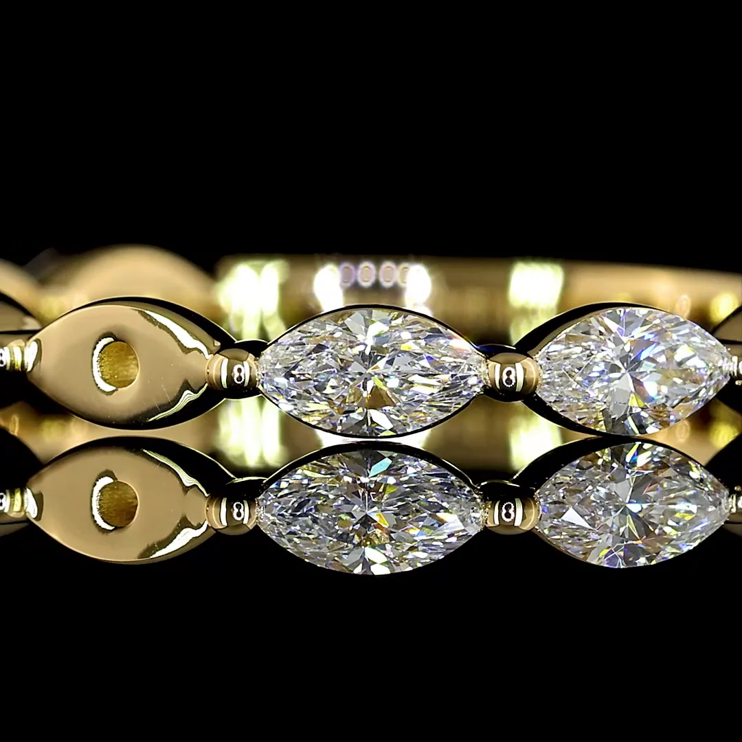 0.71 Cts 18k Yellow Gold Marquise Shape 3/4 Band Eternity Band - Image 3