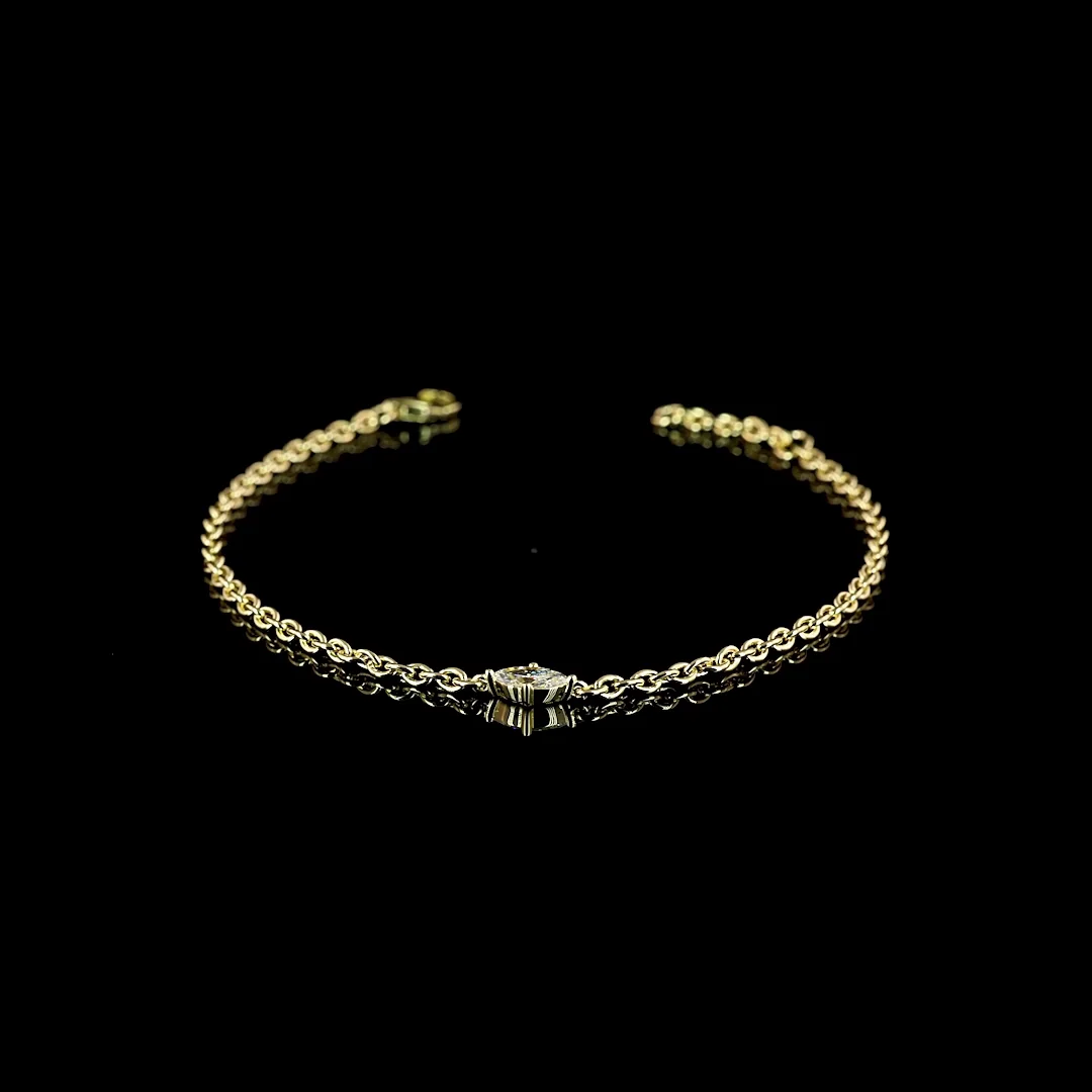 0.24 Cts 14k Yellow Gold Marquise Shape Station Bracelet - Video