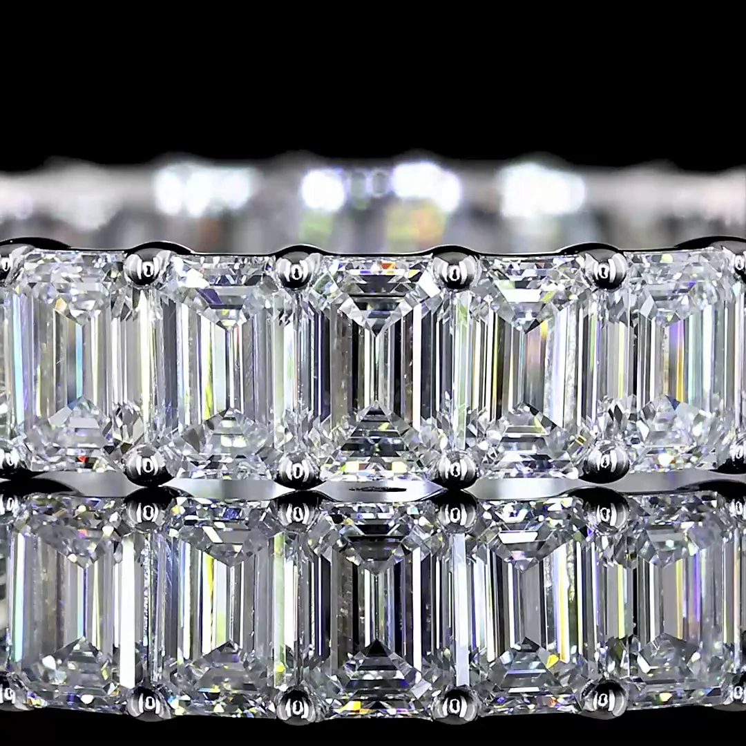 2.51 Cts 14k White Gold Emerald Shape Eternity Band Eternity Band - Image 3