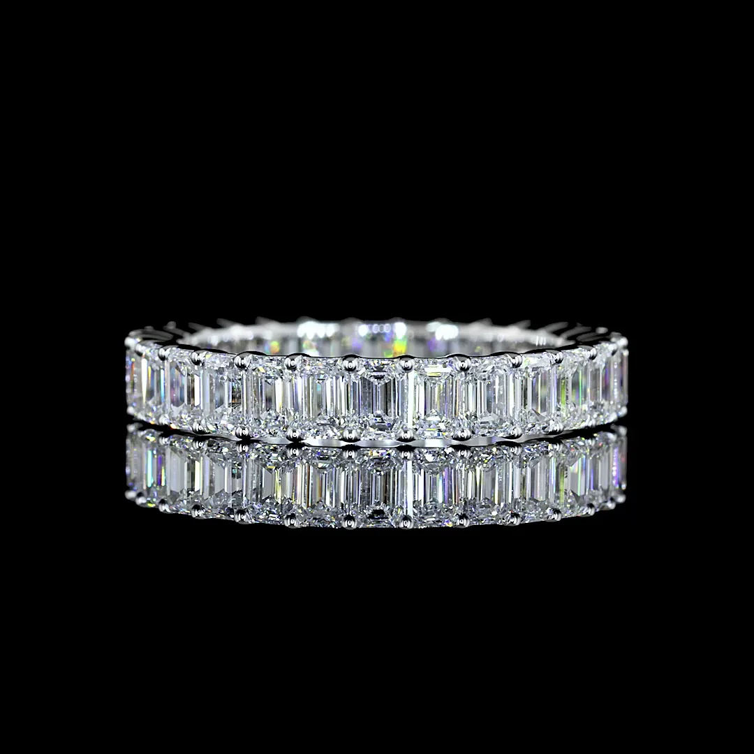 2.51 Cts 14k White Gold Emerald Shape Eternity Band Eternity Band - Video