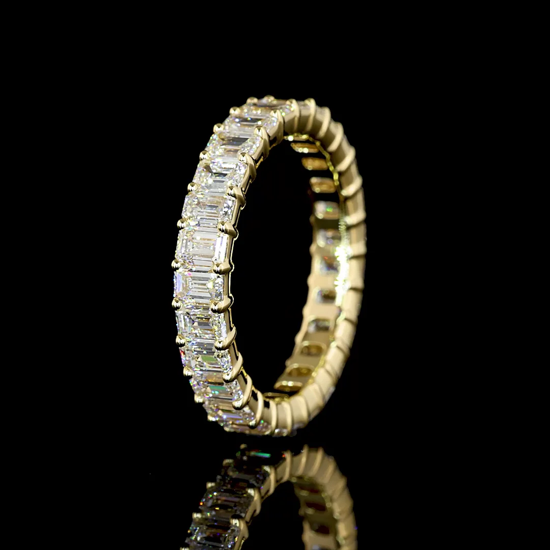 3.23 Cts 14k Yellow Gold Emerald Shape Eternity Band Eternity Band - Image 4