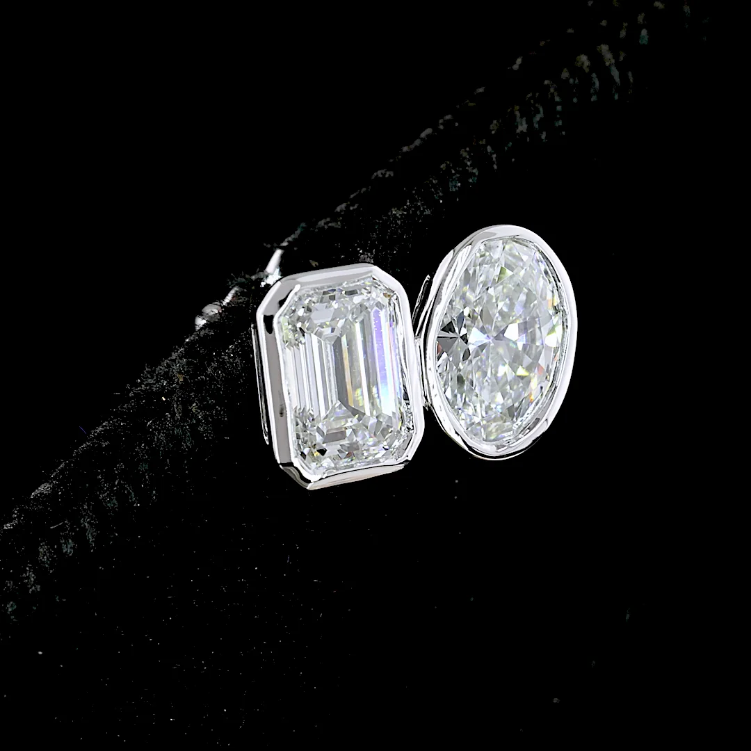2.05 Cts 14k White Gold Mix Shape Studs Earring - Image 2