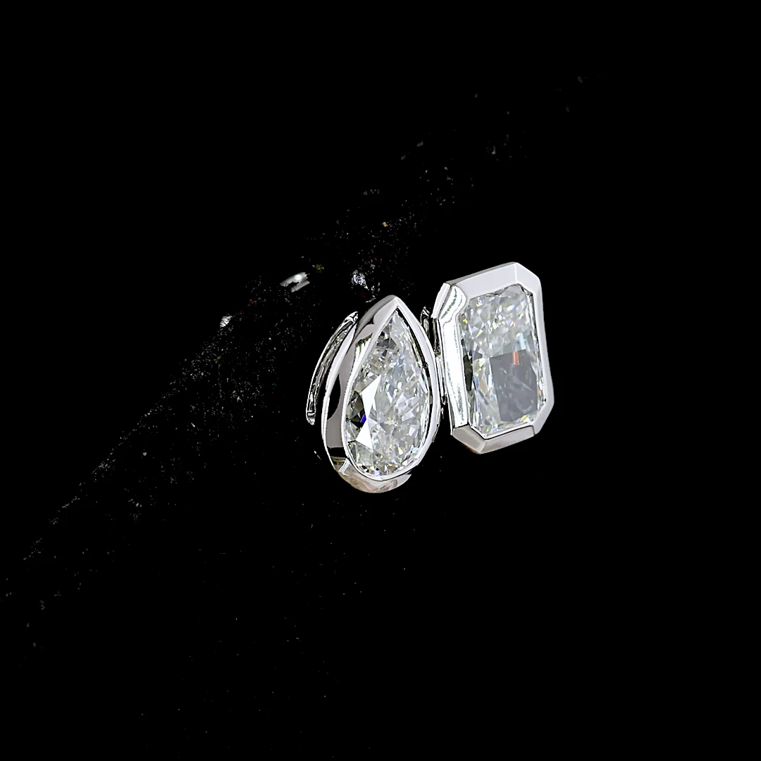 1.72 Cts 14k White Gold Mix Shape Studs Earring - Image 4