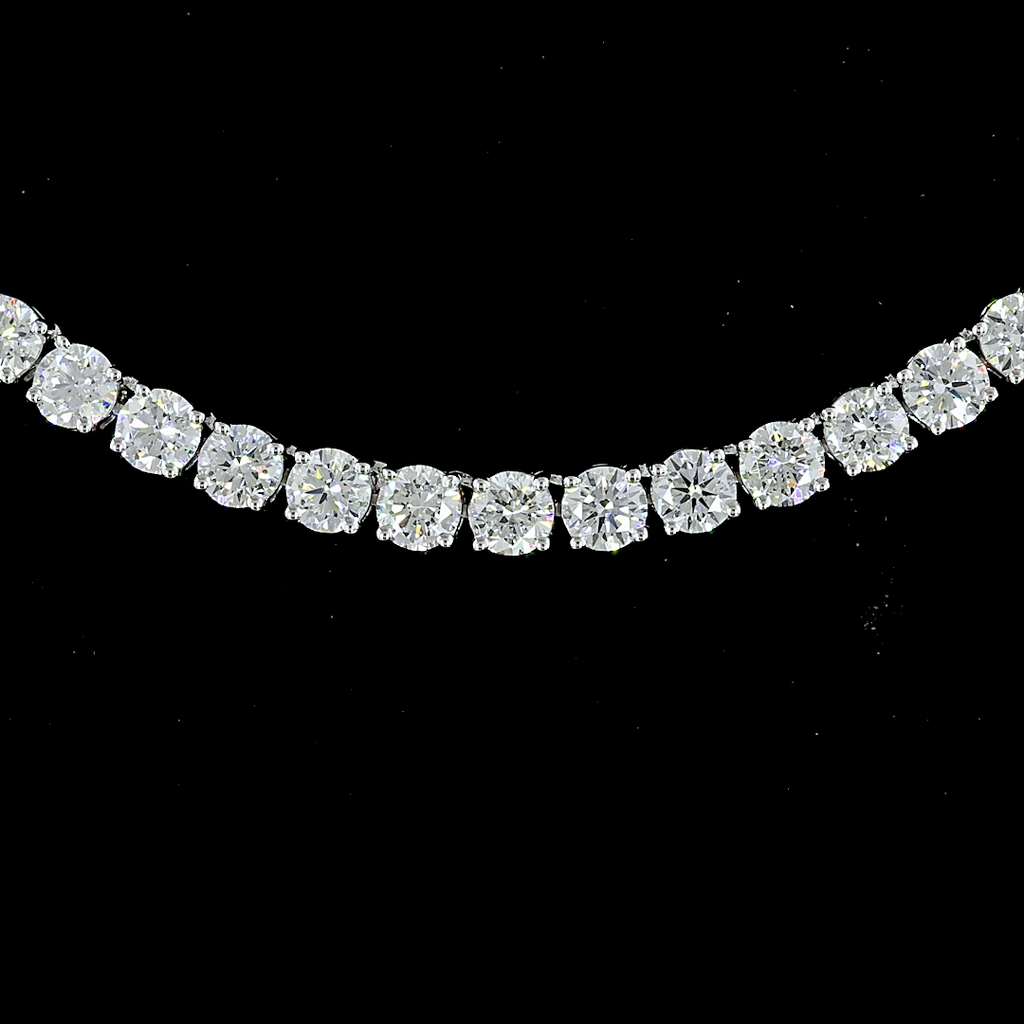 10.74 Cts 14k White Gold Round Shape Tennis Necklace - Image 3