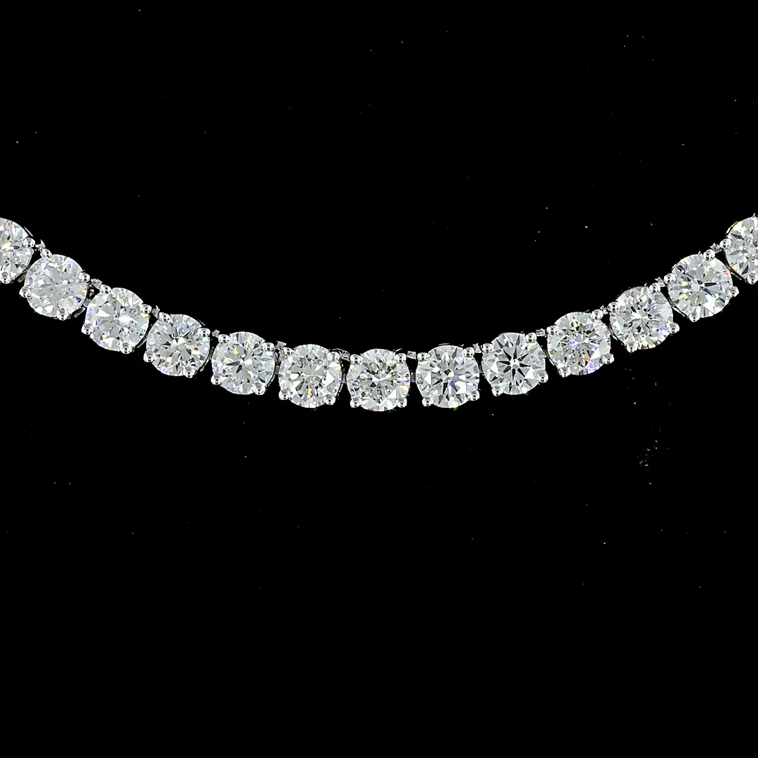 10.74 Cts 14k White Gold Round Shape Tennis Necklace - Image 3