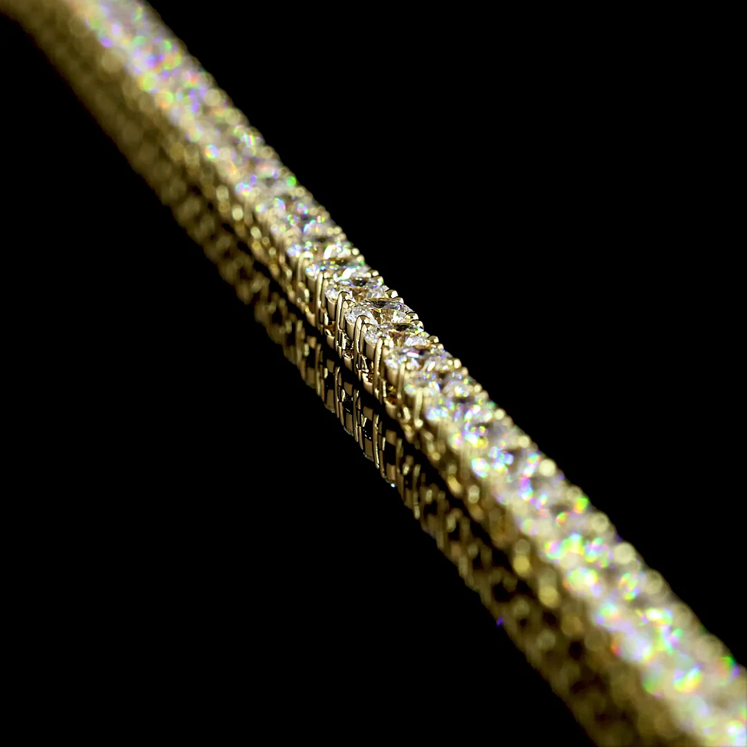 8.13 Cts 14k Yellow Gold Round Shape Tennis Necklace - Image 2