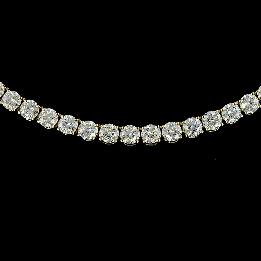 8.13 Cts 14k Yellow Gold Round Shape Tennis Necklace - Image 3