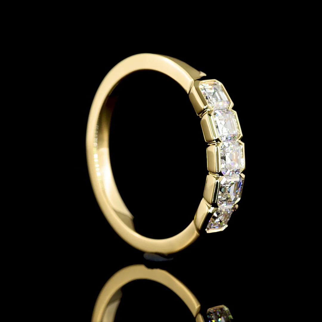 1.02 Cts 14k Yellow Gold Asscher Shape 5 Stones Eternity Band - Image 2