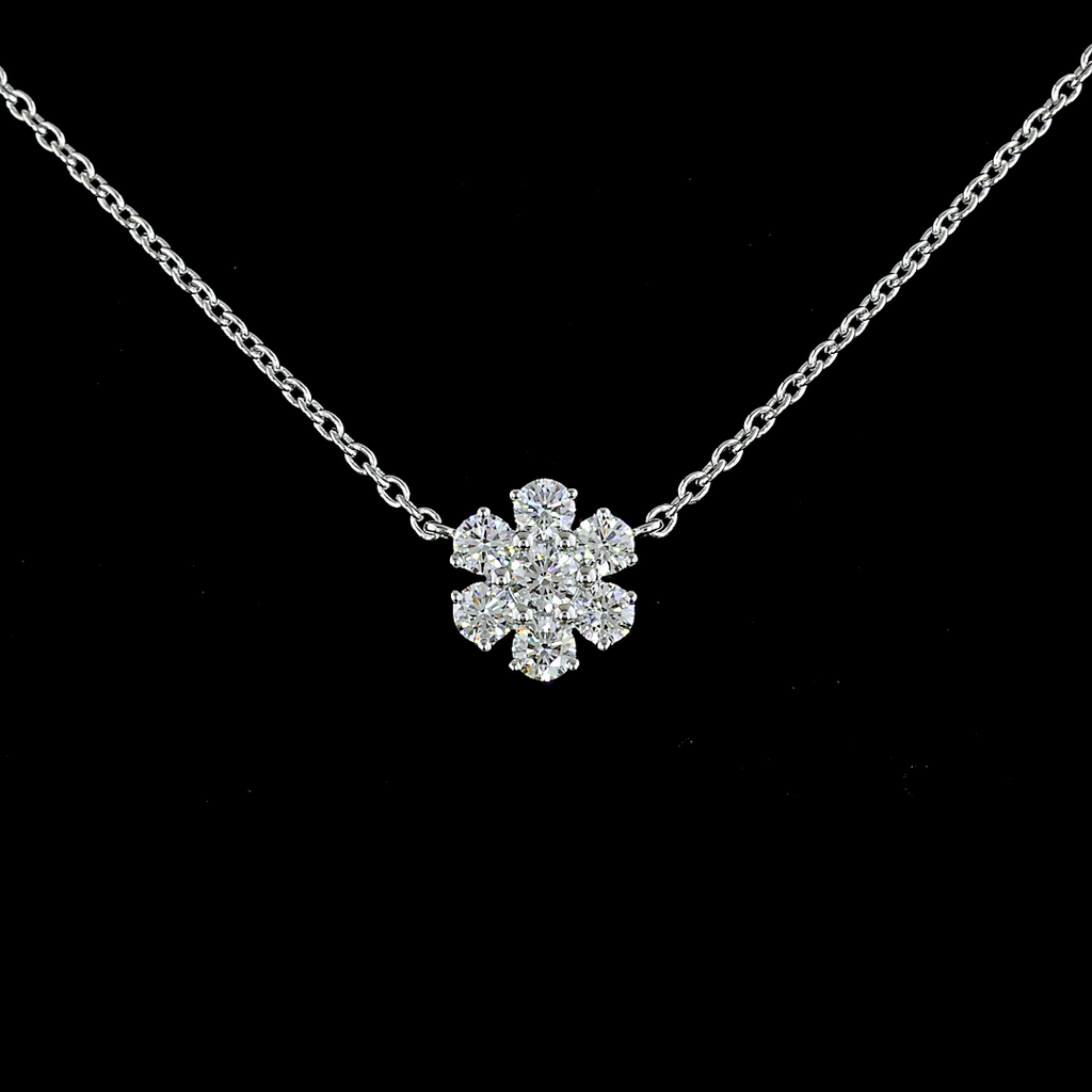 2.98 Cts 18k White Gold Round Shape Station Necklace - Image 3