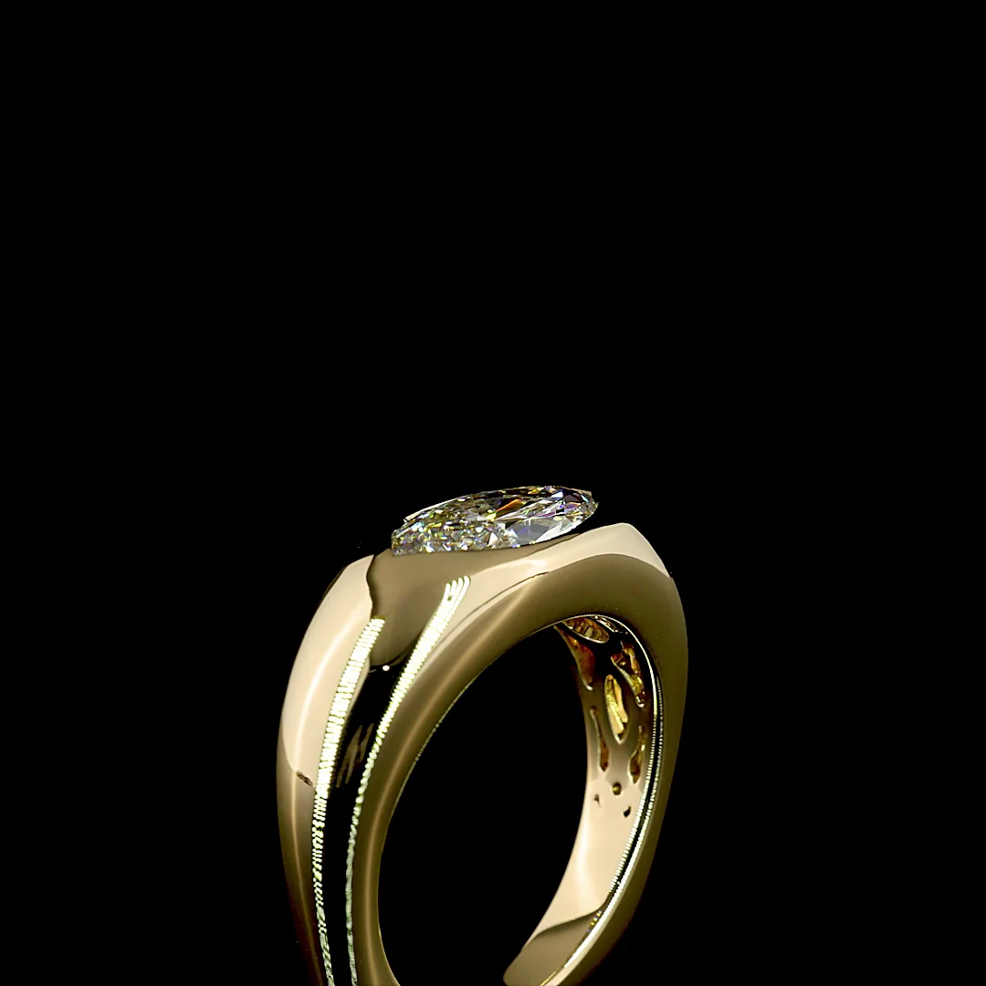 1.6 Cts 14k Yellow Gold Marquise Shape Solitaire Ring - Image 4