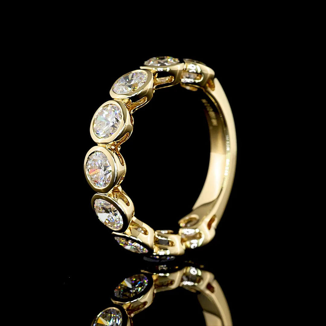 2.96 Cts 14k Yellow Gold Round Shape 3/4 Band Eternity Band - Image 4