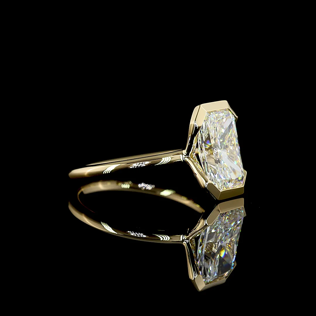 3.02 Cts 14k Yellow Gold Radiant Shape Solitaire Ring - Image 4