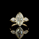 2.42 Cts 14k Yellow Gold Marquise Shape 3 Stones Ring - Video