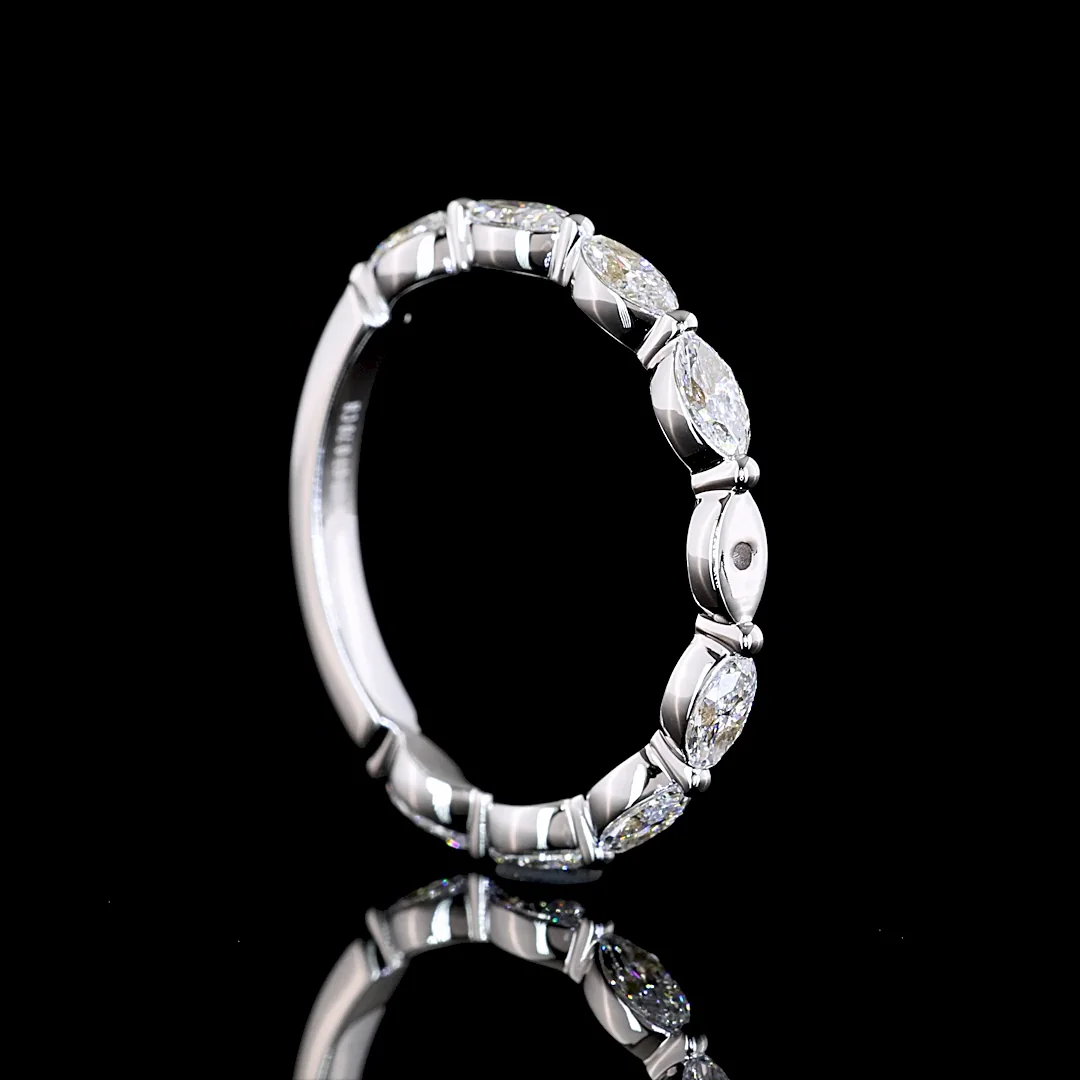0.7 Cts 18k White Gold Marquise Shape 3/4 Band Eternity Band - Image 2