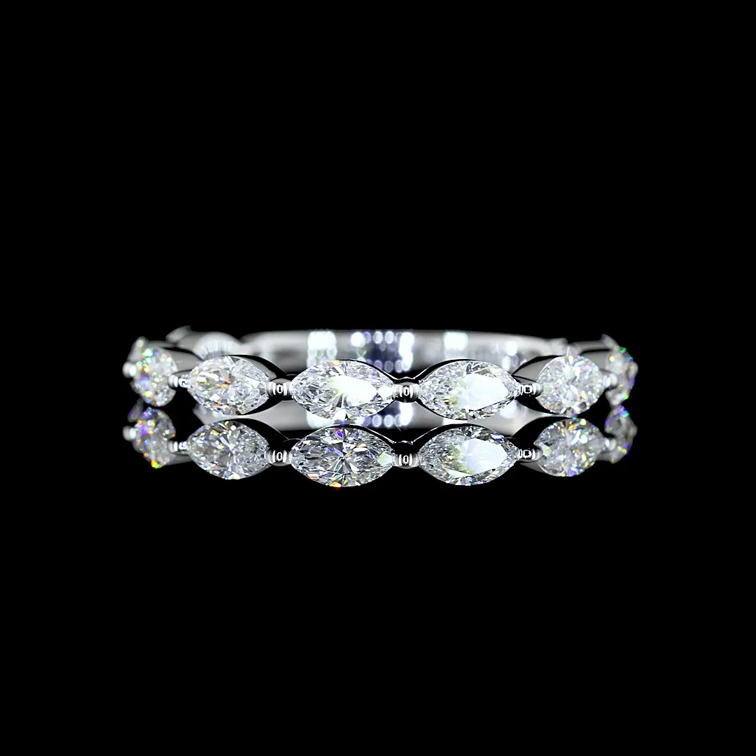 0.8 Cts 18k White Gold Marquise Shape 3/4 Band Eternity Band - Video