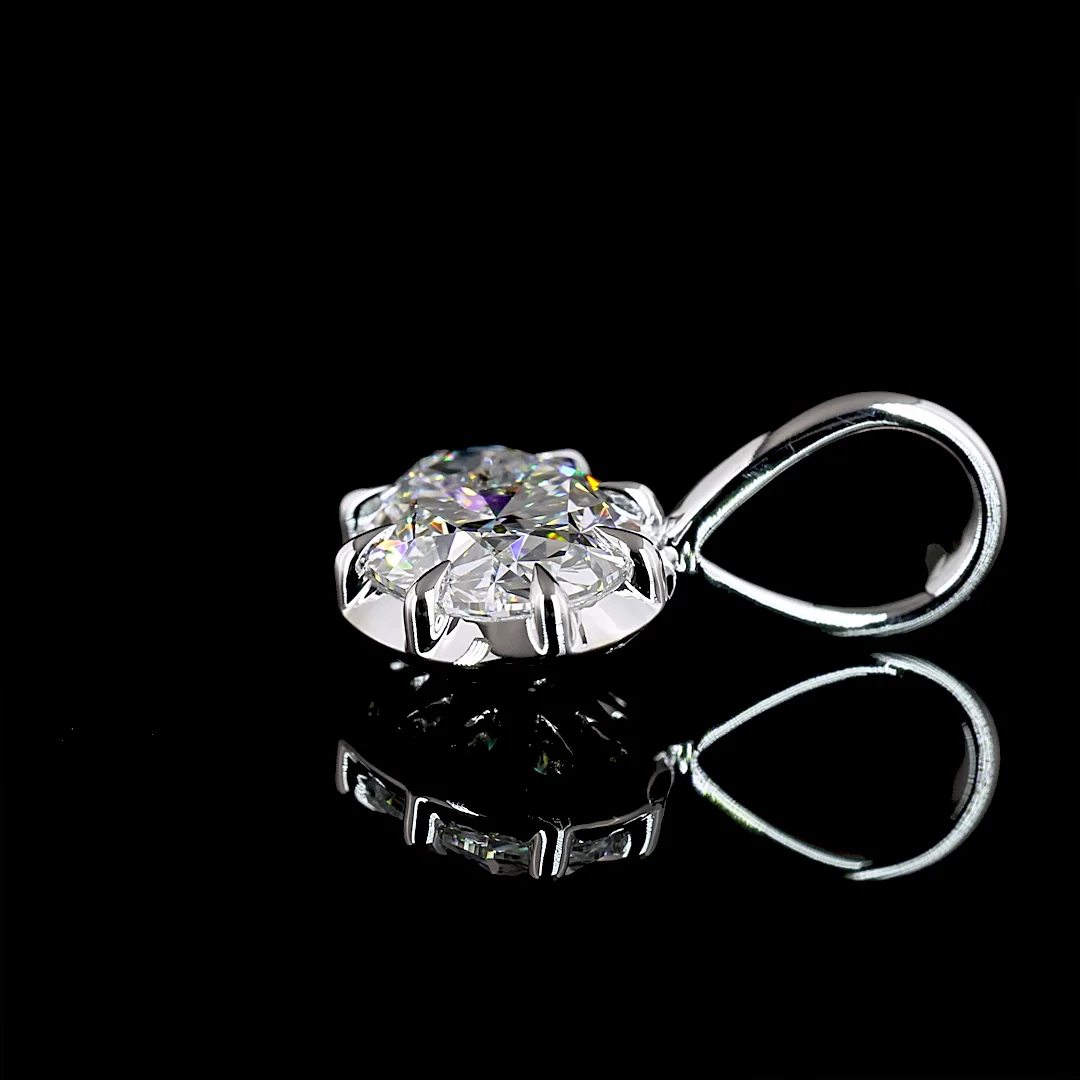 1 Cts 14k White Gold Oval Shape Solitaire Pendant - Image 3