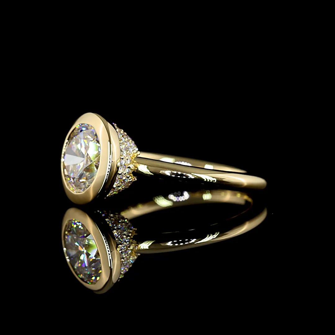 2.53 Cts 14k Yellow Gold Round Shape Hidden Halo Ring - Image 2