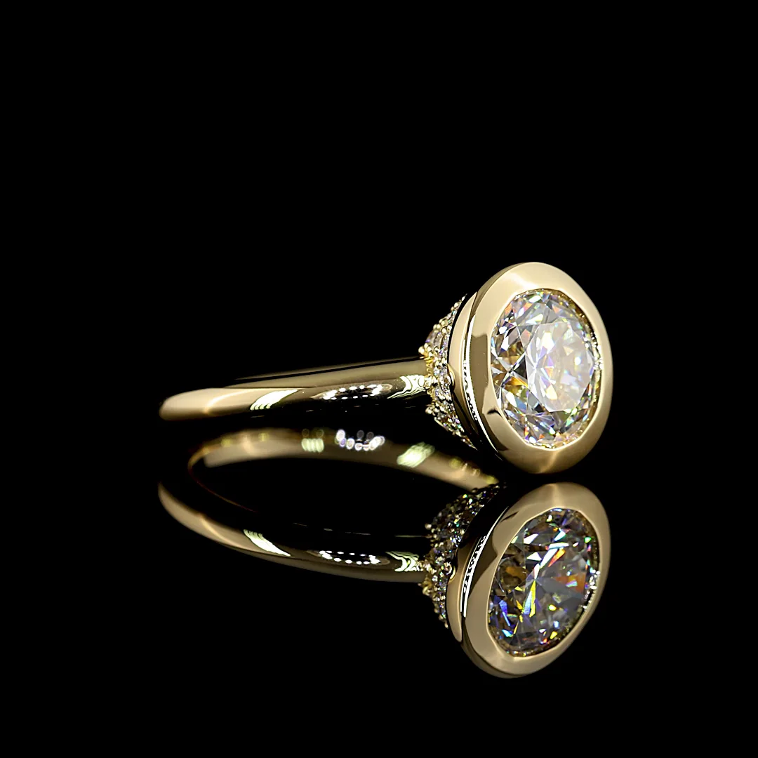 2.53 Cts 14k Yellow Gold Round Shape Hidden Halo Ring - Image 4