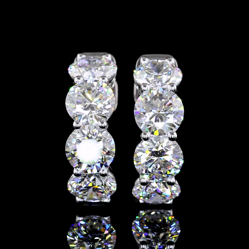 5.07 Cts 14k White Gold Round Shape Huggies Earring - Image 3