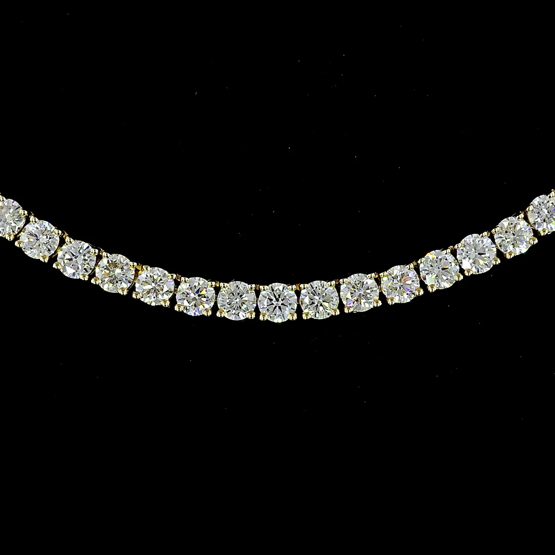 10.04 Cts 14k Yellow Gold Round Shape Tennis Necklace - Image 3