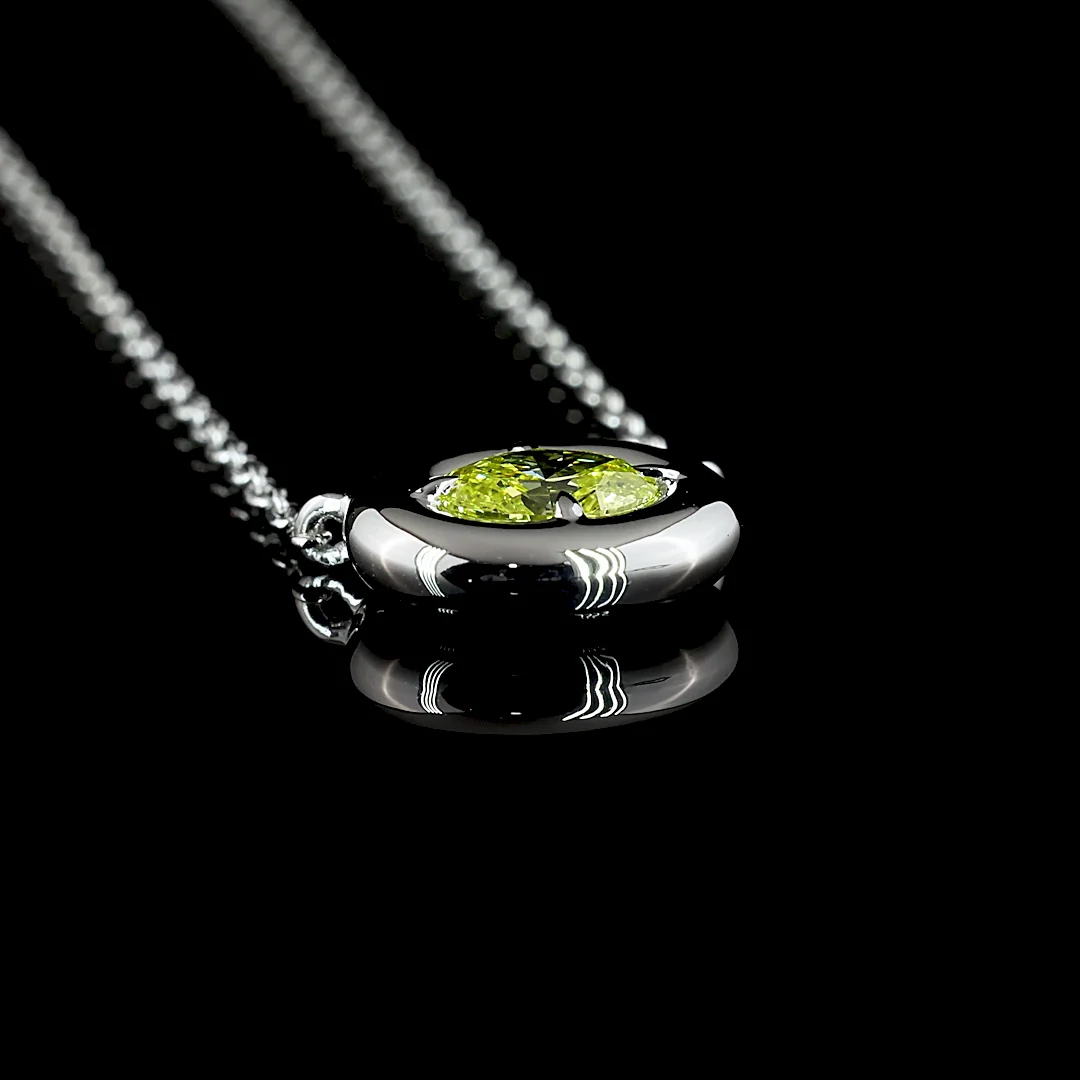 0.28 Cts 14k White Gold Oval Shape Solitaire Necklace - Image 2