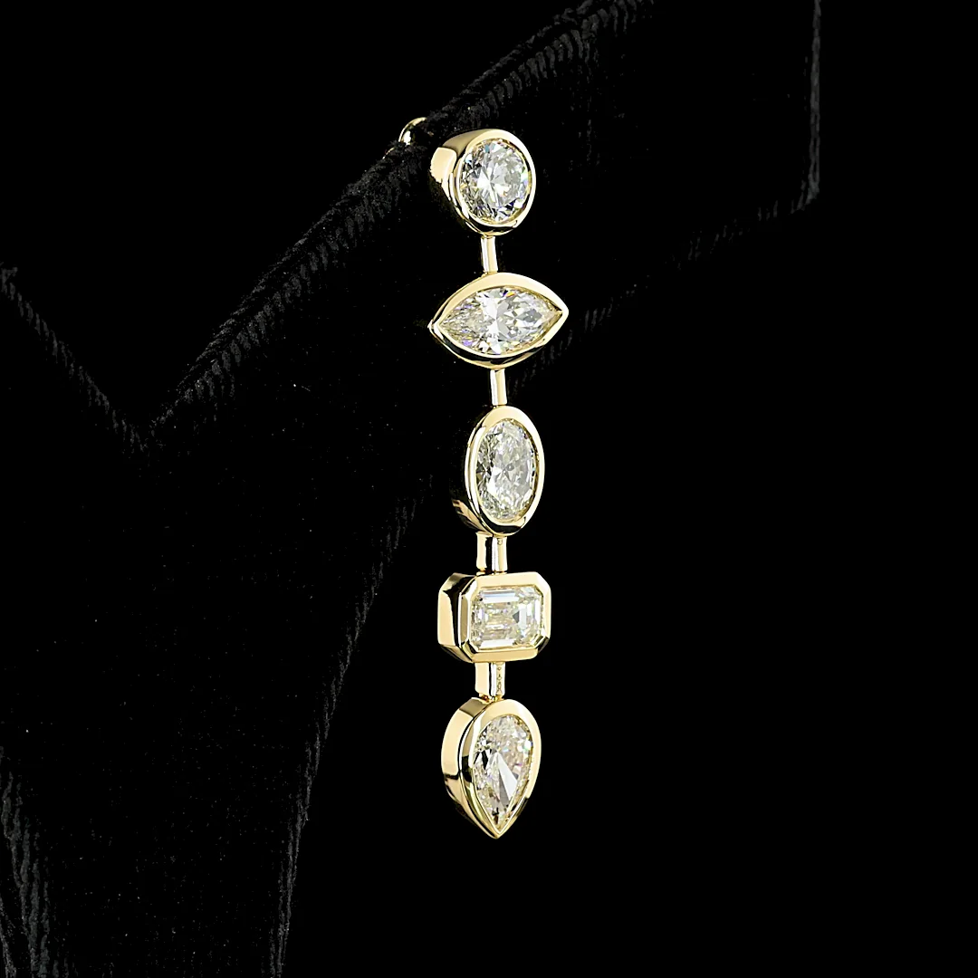 5.17 Cts 14k Yellow Gold Mix Shape Hanging Earring - Image 4