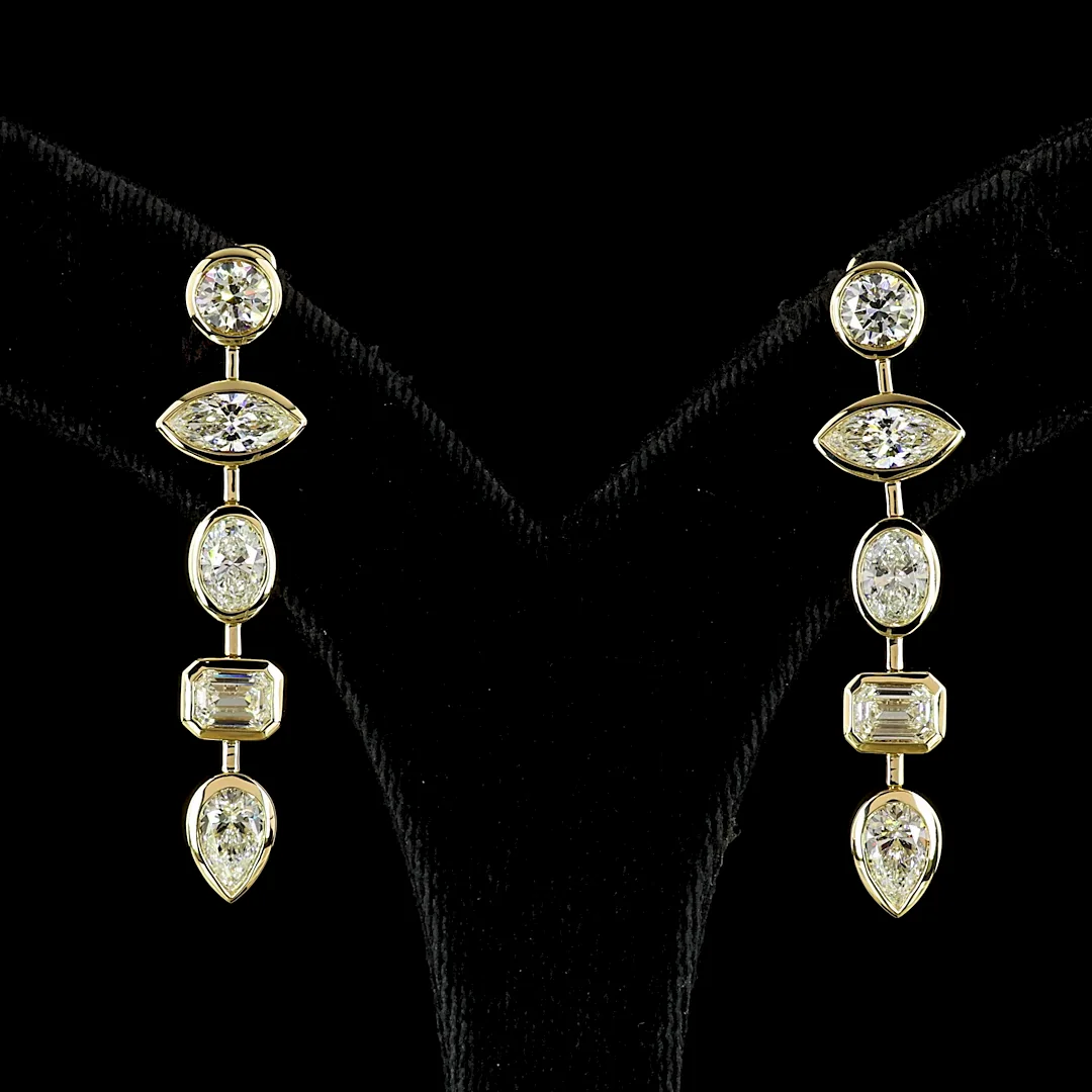 5.17 Cts 14k Yellow Gold Mix Shape Hanging Earring - Video