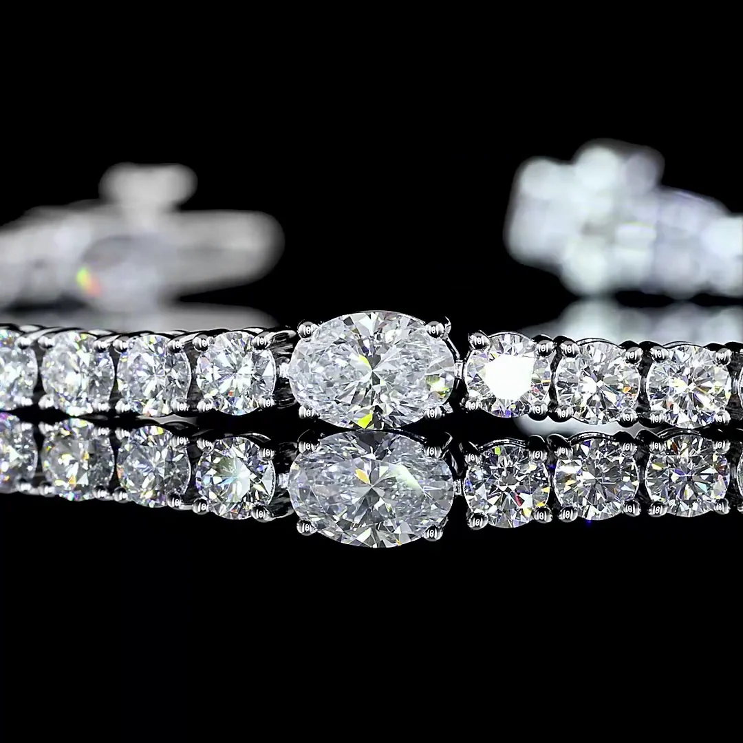 5.32 Cts 14k White Gold Mix Shape Station Line Tennis Bracelet - Image 2