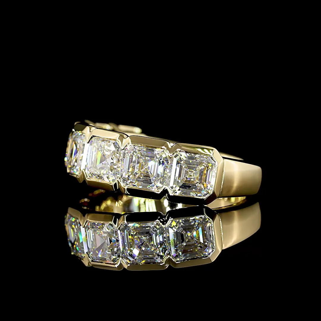 4.48 Cts 14k Yellow Gold Asscher Shape 7 Stones Eternity Band - Image 3